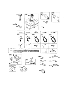 Fuel Tank/Wire Harness Diagram and Parts List for 20B400 0017-0698 Briggs and Stratton Engine